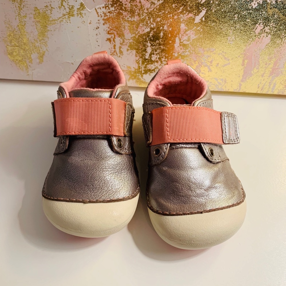 Stride rite metallic leather sneakers